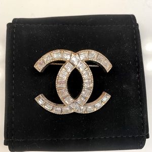Chanel Crystal and Light Gold Brooch